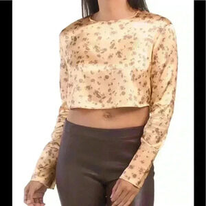 Zara Long Sleeve Cropped Printed Shirt